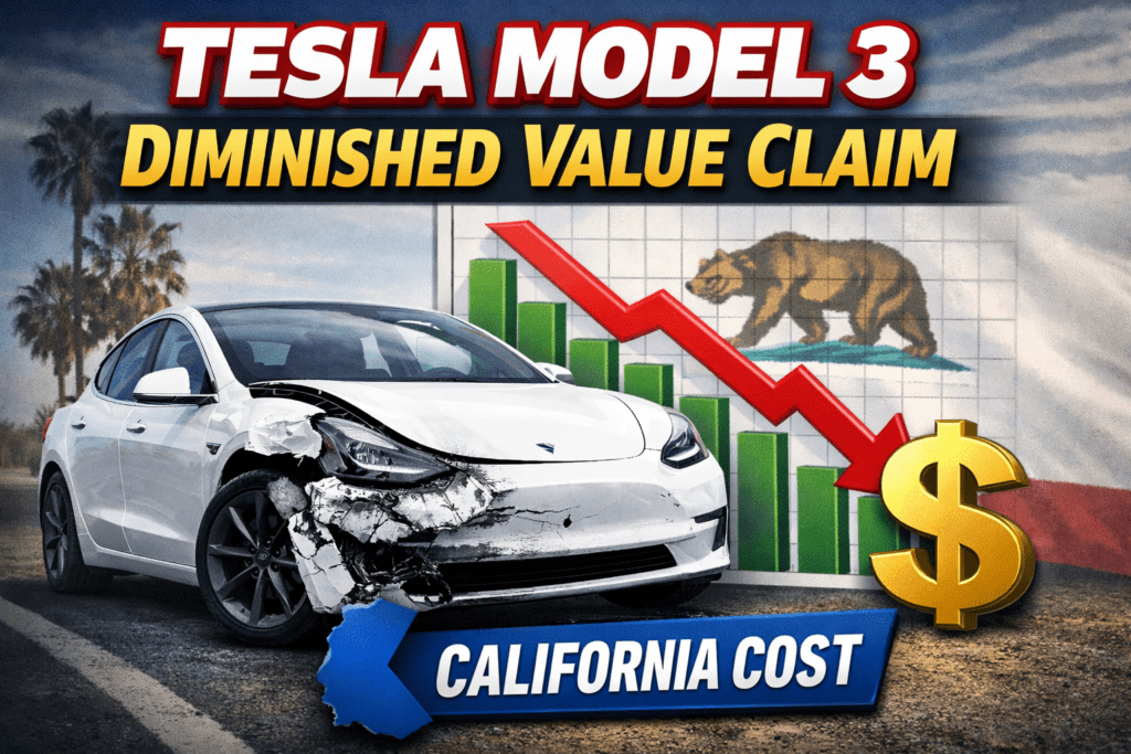 Tesla Model 3 diminished value claim California cost